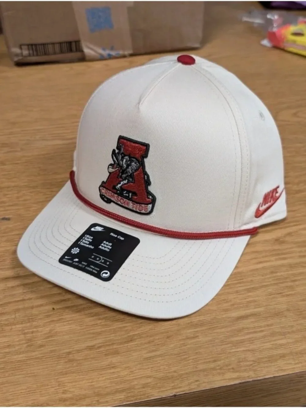 Nike College Vault Alabama Crimson Tide Rise Rope Snapback Hat - Cream / Crimson